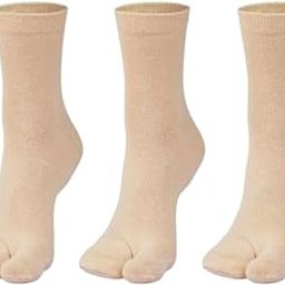 Cotton Ankle Length Socks with Thumb Toe Design, Pack of 3 Pairs, Beige-image-94