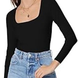 Women's Long Sleeve Slim Fit Top/T-Shirt Square Neck Casual (Top-Sakira-2)-image-75