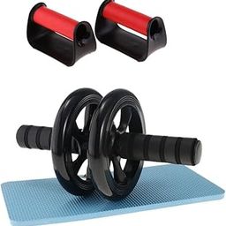 Enakshi (LABEL) Creations 1 Pair Pushup Stands Bars Handles Red & Abdominal Wheel Waist Slider Roller-picture-0