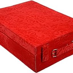 Kuber Industries Bangle Box | Velvet Jewellery Gifts Organizer | Bracelet Organizer for Women | Bangle Box for Women | Self Cut Work |4 Rod Bangle Organizer | Red-image-31