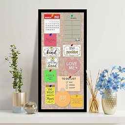 Notice Board Bulletin Board Pin-up Soft Cork Texture Display Board for Home, Office, Kids & School by Artstreet - (Rectangle Shape, Black Frame, 18.7 X 8.7 Inches)-image-15