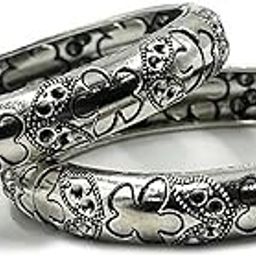 Oxidised Bracelet Bangles for Women & Girls | Traditional Ethnic Kada Style Bangle Set (Pair) | Available in Antique Gold & Silver Finishes-16
