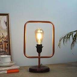 Two Moustaches Elegant Square Shape Table Lamp, Night Lamp for Bedroom, Wooden Base Table Lamp, Home Decoration Items, Lamps for Living Room Decoration, Without Bulb, Pack of 1-picture-27