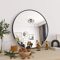 The Artment your artistic apartment Decorative Orbit Round Shape Wall Mirror with Black Frame for Living Room | Bathroom | Hall | Home Decor with Hanging Stripes (Black Frame, 16 Inch)-image-13