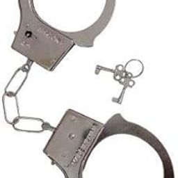 BookMyCostume Prisoner Handcuffs | Light Metal Hathkadi Working Lock & Parts | Fancy Dress Costume Accessory Kids - Silver-image-0