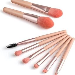 Sajani Mini Makeup Brush Set with Case, Face And Eyeshadow Makeup Brush Kit Travel, Synthetic Bristles Cosmetic Brush Set for Powder Blending Blush Eyeshadow Lipstick (Pack of 8)-0