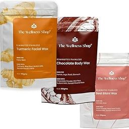 The Wellness Shop Waxing Kit, Turmeric Facial Wax, Chocolate Body Wax, Best Bikini Wax, Hair Removal Harbal Powder | No Irritation & No Skin Rashes | Painless Treatment at Home | Each Pack 100g-4