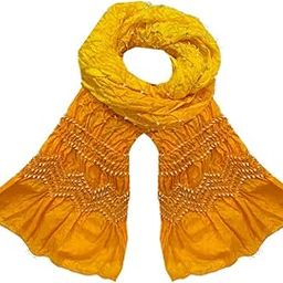 Rajasthani Traditional Bandhani Taffeta Silk ombre Shade Dupatta Use as Chunni, Stole, Hijab, Neck Head Wrap, Sarong, Veil for Girls & Women-image-11