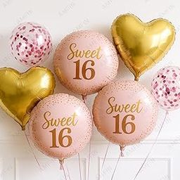 AMFIN® (Pack of 7) Sweet 16 Birthday Decoration Girls 16th Birthday Decoration 16th Birthday Balloons Foil Party Supplies-image-37
