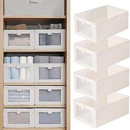FLYNGO 4 Pcs Wardrobe Organizer for Clothes Organiser Storage Box with Clear Window, Foldable Closet Organiser Basket for Clothing, Jeans, Pants, T Shirts, Shelves, Toys-19