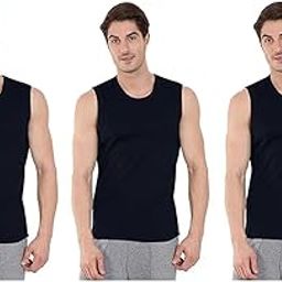 Fox World Close Round Neck Broad Shoulder Multipurpose Sleeveless Vest for Men Black Pack of 3-image-35