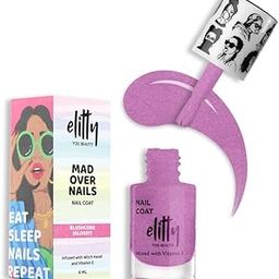 Elitty Mad Over Nail Paint, Long Lasting Nail Coats, 12 Toxin Free, Infused with Witch Hazel, Vit E, Vegan & Cruelty Free, Shimmery - Blushcore (Lilac), 6 ML-image-98