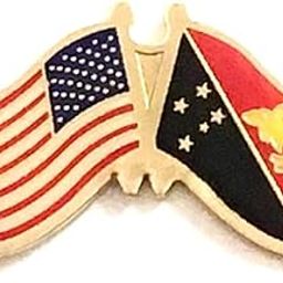 Papua New GuineaFriendship Double Flag Lapel Pin US Crossed Emblem Tie and Hat Pin Badge, Metal, no gemstone-image-42