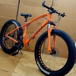 ZA ENTERPRISES Jaguar Mountain Bicycle for Unisex| Gear Cycle with 24 Speed Gear & Double Disc Brake, Fat Tyre | Orange, 26 Inch, Dual-22