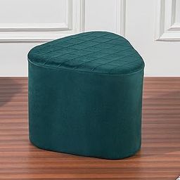 GOOD THINGS INC. Ottoman Stool For Living Room, Triangular Pouffe For Bedroom, Velvet Footrest (Green, Pack Of 1)-image-0