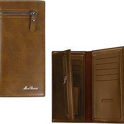 Multi-Functional Long Wallet – PU Leather Wallets for Men, Multi-Cards Slot Stylish with 3 Fold Design & Zipper Bag, Premium Men’s Wallet (Light Brown)-image-80