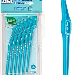 Tepe Interdental Brush Angle, Angled Dental Brush For Teeth Cleaning, Pack Of 6, 0.6 Mm, Medium Gaps, Blue - Manual, Adult-31