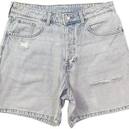 Plus Size Women Non Stretch Denim Boyfriend Shorts- Length 16.5" inch- Distressed- HIGH Rise- Faded Ice Blue Color- Waist Size (XL) 34" to (4XL) 40" inch-image-24