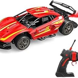 Toyshine 1:18 Scale Remote Contol Rechargeable 4 Channel High Speed Racing Sports Car with Booster Spray Function All Terrain Hobby Toy Car for Kids Boys Girls 3+, Multicolor-0