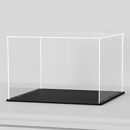 HOPEME 12x8x8 Inch Clear Acrylic Display Case, Rectangle Acrylic Box for Model Car Showcase, Plexiglass Case with Matt Black Stand for Toys-37