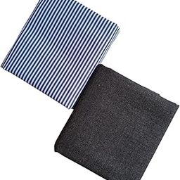 Men's Formal Fabric Set, Unstitched Blue Striped Shirt and Dark Faded Black Trouser Material-image-27