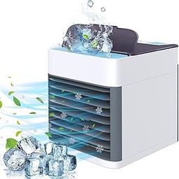 Hacer Mini Air Conditioner Cooler with 3 Wind & Cooling Speeds Water Spray Modes USB Connection 7 Colors LED Light Portable Desk Mist Fan for Indoor Home Office Room (1 Pc, White)-picture-13