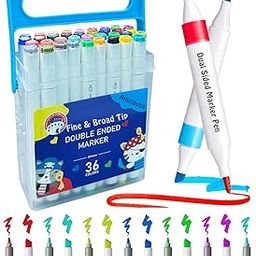 SUPER TOY 36 Pc Art Markers Color Sketch Pen Double-Sided Markers Fine & Chisel Tip Marker Pen Set for Coloring, Drawing, Calligraphy, Art Supplies for Kids & Adults Educational Gift-image-24