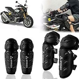 Auto Pearl Motorcycle Knee Shin Guards Elbow Pads, 4 in 1 Monstor Style Knee Shin Safe Protection Armor for Moto Cycling Racing compatible with FTR 1200 (Black, 4Pcs)-image-90