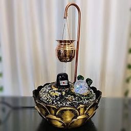ALILA Resin Shiva Shivling Shiv Linga Mahadev Water Fall Fountain With Led Lights Home Temple Living Room Decor Decoration Gift Gifting Items, 18 In / 45Cm-image-45