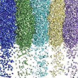SUNNYCLUE 1 Box 5 Colors 150G Blue Broken Glass Small Crushed Crystals Bulk Irregular Glitter Metallic Stones Flakes Glass Chips for Resin Diy Art Vase Epoxy Supplies Crafts Nails Jewelry Making Women-image-58