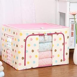 Rosaline 66L Large Clothes Organiser for Wardrobe With Strong Steel Frame - Storage for Saree, Blanket, Fabric With Zip - Organiser Bags-image-40