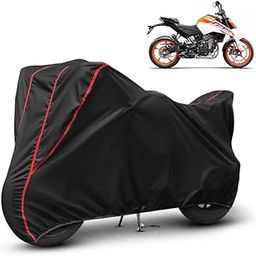 AYSHU Water Resistant Bike Cover Dustproof UV Protection Bike Body Cover for KTM 250 Duke All-Weather Protection with Red Piping - (Black)-30