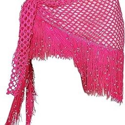 CLUB BOLLYWOOD®Women Belly Dance Hip Scarf Sequins Dance Belt Tassel Skirt Belt Rose|Clothing, Shoes & Accessories | Dancewear | Adult Dancewear |1 Piece Belly Dancing Hip Scarf-image-6