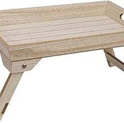 ATORSE Wooden Clip On Sofa Tray Foldable Desk Bed Tray for Coffee Brown Large-image-11