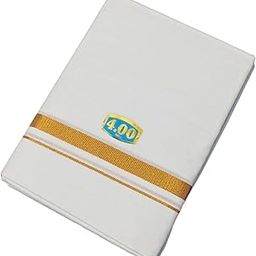 Traditional Cotton Men Single 4 Meters Length With Gold Border-32