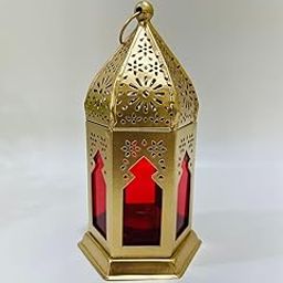Antique Collection Decorative Moksha Hanging Lantern/Lamp with t-Light Candle Hanging Lantern with Tea Light for Decoration Hanging Moroccan Tealight Holder (RED)-image-31