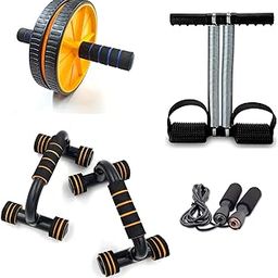 Sixteen Tummy Trimmer, Pushup Bar, Skipping Rope with Abdominal Ab Wheel Exerciser Gym Exercise Equipment Combo Set for Home Workout-picture-10