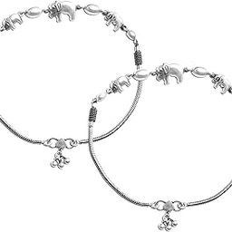 Women's 925 Sterling Silver BIS Hallmarked Antique Oxidized Stylish Anklets for Women & Girls-image-75