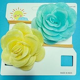 Generic baby Girls yellow+blue rouse hair band Accessories hairband headwraps soft fabric-2 pack headbands for girls-image-86