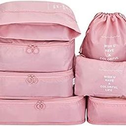AASHRIT Packing Cubes 7 Set Travel Organizer Cubes for Suitcases Lightweight Luggage Packing Orginzers for Travel Acessories (pink)-image-10