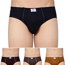 Men's 100% Cotton Inner Elastic Regular Solid Brief | Pack of 4 |Colors & Print May Vary-image-9
