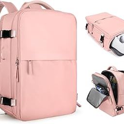 WONHOX Large 35 Litres Travel Backpack Women, Carry On Backpack, Hiking Backpack Waterproof Outdoor Sport Rucksack Casual Daypack School Bag, F-Pink-image-60