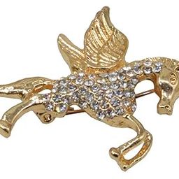 Silver Rhinestone Gold Plated Flying Horse Pegasus Pin Brooch Gold Gold Plated Crystal,Brass Alloy Brooch For Men Women-14