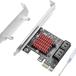 ELUTENG PCI-E SATA Expansion Card 4 Ports PCI-E X1 to SATA 3.0 Controller Card 6Gbps SATA III PCI Express Adapter with Low Profile Bracket for Desktop PC Support SSD HDD-2