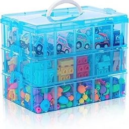 KRYLAR-30 grid 3 layer plastic box for jewellery cells multipurpose plastic storage box with removable dividers for medicine pills, jewelry, pins, screws, cosmetics, stationery items,color-blue.-7