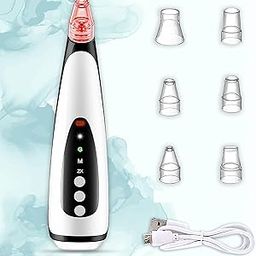 ClothyDeal 6 in 1 Premium Upgrade Multi-Functional Black & Whitekhead Remover With Pore & Pimples Cleaner Vacuum Machine|6 Heads & 3 Types of Light|3 Mode|Hot Compress Head for Men&Women(Black&White)-19
