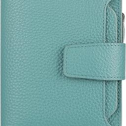 Small Compact Women Wallet RFID Blocking Genuine Leather Bifold Purse with ID Windows, Pebbled Light Green, One Size-image-44