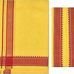 Padi Pettu Border Temple wear Single Dhoti with Towel, Dhoti Length-2.0meter, Towel- 30" x 60"inches-46