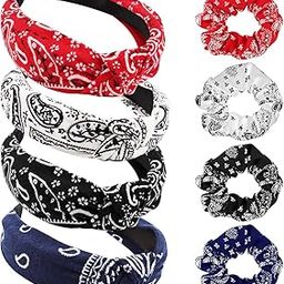 ASG 4 Pack Headbands for Women, Fashion Polka Dot Wide Knotted Headbands for Women Top Knot Headband Turban Headbands with Elastic Scrunchies Combo-image-0