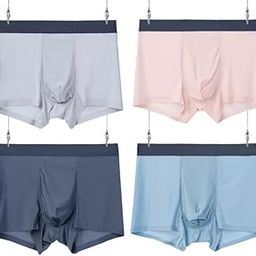 Men Ice Silk Cotton Boxer Brief Underwear Lightweight and Breathable Mid-Waist Seamless Free Size Multicolor Pack of 2-image-53